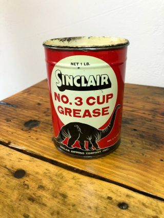Vintage Sinclair Cup Grease 1 Lb Can - Rare One Pound Oil Sign