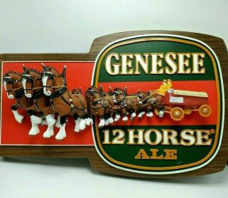 Genesee 12 Horse Ale Vintage 3 - D Beer Advertising Sign Man Cave