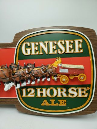 GENESEE 12 HORSE ALE VINTAGE 3 - D BEER ADVERTISING SIGN MAN CAVE 3