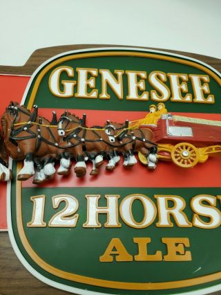 GENESEE 12 HORSE ALE VINTAGE 3 - D BEER ADVERTISING SIGN MAN CAVE 5