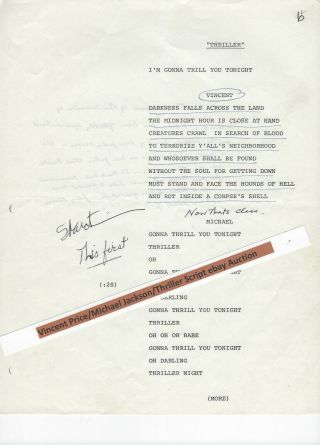 Vincent Price ' s Personal Script for Michael Jackson ' s Album 