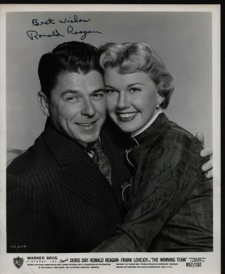 Doris Day & Ronald Reagan Hand Signed Autographed 8x10 Photo W/coa