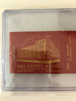 Rare Vintage Las Vegas Matchbook Unstruck Sal Sagev Hotel 2