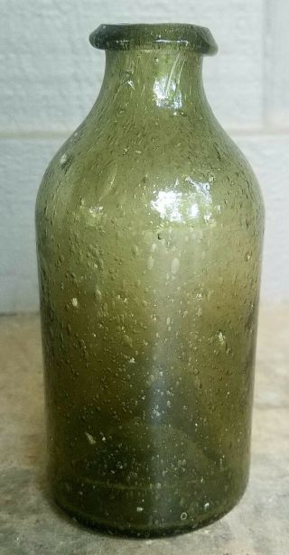 Xx The Best Bubbled Up 1820 - 30s Apple Green Open Pontil Utility Bottle Xx