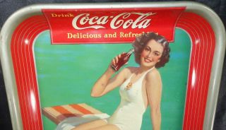 1939 Coca Cola Diving Board Pin Up Girl Advertising Metal Tray COKE 2
