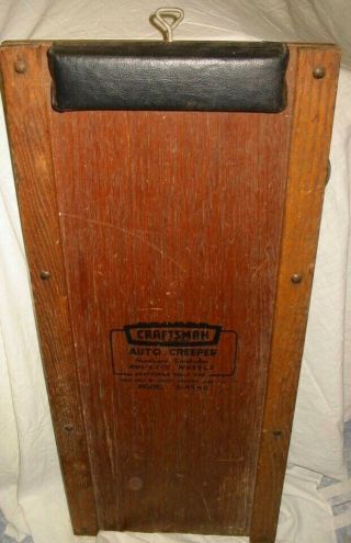 Vintage Wood Craftsman Tool Auto Creeper Advertising Sears Roebuck