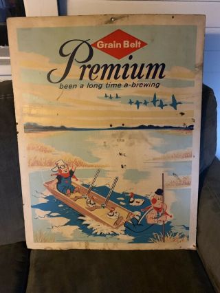 Rare Vintage Cartoon Min & Paul Grain Belt Beer Poster Picture