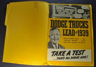 1939 Dodge Truck Comparison Brochure Pickup Panel Stake Coe