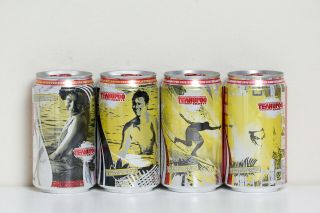 2009 Coca Cola 4 Cans Set From Tahiti,  Teahupoo Surf