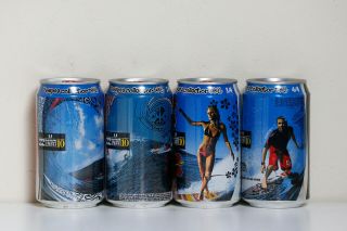 2010 Coca Cola 4 Cans Set From Tahiti,  Teahupoo Surf