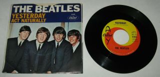 Beatles 1965 Picture Sleeve 45 Act Naturally / Yesterday Capitol West Coast Cut