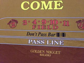 $$$ Golden Nugget Casino Craps Table Covering/Synthetic - Used/GC $$$ 11 ' 7 