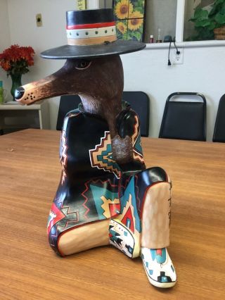Robert Shields Design Large Trickster Coyote Firgure Hand Signed