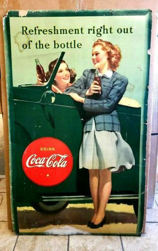 1940s Coca Cola Cardboard Advertising Sign