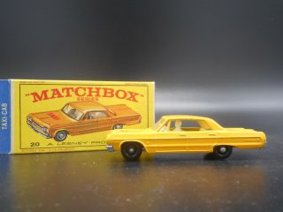 Vintage Lesney Matchbox Chevrolet Chevy Impala Taxi Cab 20 W/ Box