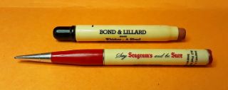 Whiskey Collectibles Bond & Lillard Bullet Pencil & Seagrams Mech Pencil