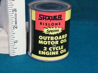 Vintage Rare Shaler Rislone Outboard Boat Motor Oil Can Full 8oz 2 Cycle