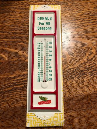 Vintage Dekalb Seed Metal Thermometer Sign Dealer Gas Oil Corn Feed Nos W Box