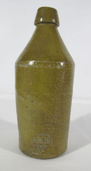 Antique 1860 ' s Pre Prohibition STONEWARE Bottle R.  C.  R PHILA Richard C Remmey yqz 3