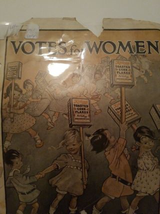 antique VOTES FOR WOMEN,  Kellogg ' s Advertisement Poster Toasted Corn Flakes, 2
