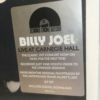 Billy Joel Live At Carnegie Hall 1977 2 LP RSD 2019 Vinyl 2