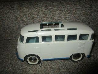 Vintage Buddy L Volkswagen Bus Toy Van 23 Window White Vw Pressed Steel Parts