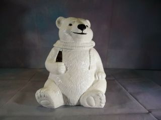1994 Authorized Ceramic 10 " Coke Polar Bear Cookie Jar