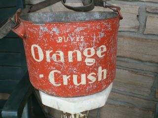 Old Vintage Orange Crush Soda Ice Bucket Stadium Crowd Vending Vendor Seller,