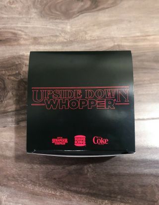 Stranger Things Upside Down Whopper Box Burger King Burger Rare Collectible