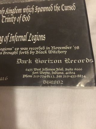 Black Witchery “Summoning Of Infernal Legions”Rare Vinyl E.  P.  Black Metal 3