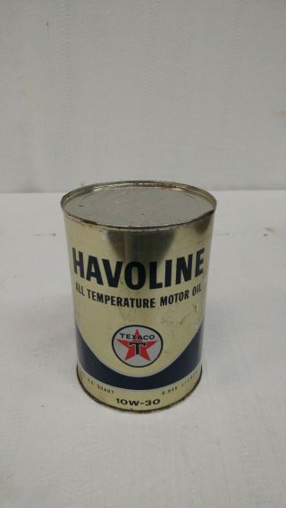 Vintage Nos Texaco Havoline Motor Oil Tin Can 1966 Gold