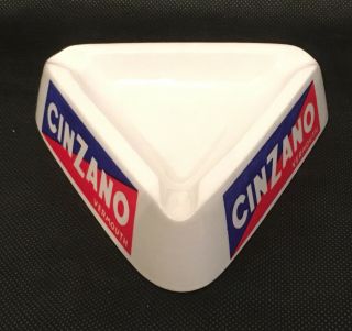 Mcm Vintage 60s Cinzano Vermouth Triangle White Ceramic Ashtray Made In Italy A