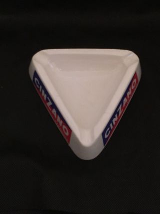 MCM Vintage 60s Cinzano Vermouth Triangle White Ceramic Ashtray Made in Italy A 5