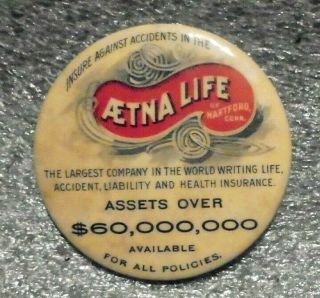 Old Celluloid Pocket Mirror Advertising Aetna Life Insurance