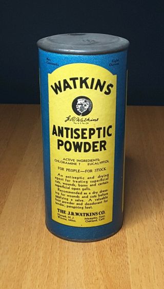Vintage Watkins Antiseptic Powder Full Tin For People For Stock