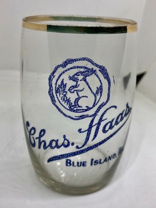 Blue Island Il.  Pre Prohibition Saloon Bar Antique Etched Glass Beer Tumbler