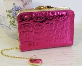 Limited Edition Hello Kitty X Funky Divas Bifold Wallet Shiny Pink Gold W/ Charm