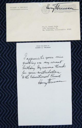 1965 President Harry S Truman Signed Letter W/ Cover Als