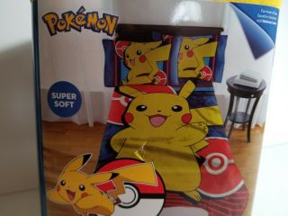 Pokemon Plush Throw Blanket Pikachu Big 62 X 90 Soft