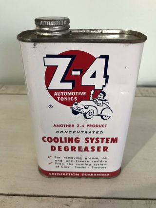 Vintage Z - 4 Cooling System Degreaser Tin Can,  Motor Oil Garage Gas Sign Cans Car