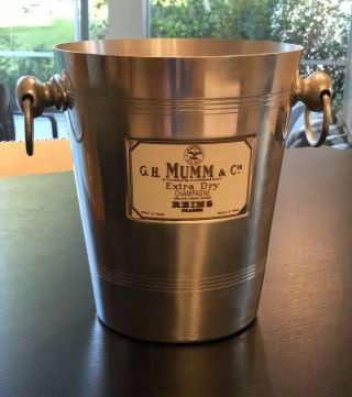 Large Vintage French Champagne Ice Bucket,  Wine Chiller Cooler By G.  H.  Mumm