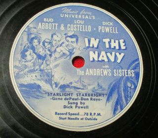 Andrews Sisters 78 Rpm (1941) From Film In The Navy Ee,  Abbott & Costello 2