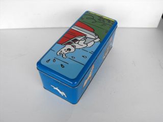 RARE Tintin Snowy Blue Milou Metal cookie box Delacre Numbered 2014 near 2