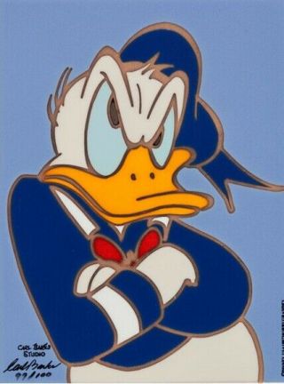 Donald Duck " Tantrum Building " Carl Barks Signed Limited Edition Tile 99/100