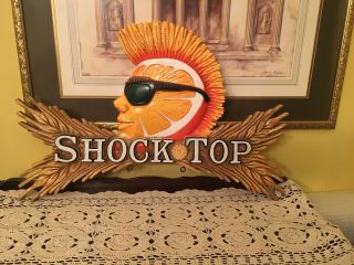 Large Embossed Shock Top Brewing Co Beer Bar Sign 28 X 15 X 2.  5 Inch