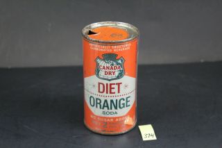 Vintage Canada Dry Diet Orange Flat Top Soda Can 12 Oz Vanity Cali Jb374