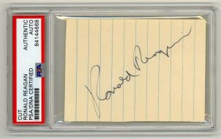President Ronald Reagan Signed Paper Cut.  Psa/dna Certified Autograph Loa