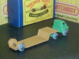 Matchbox Moko Lesney Bedford Low Loader 27 a2 MW braces SC3 NM & crafted box 2