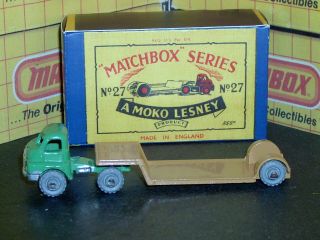Matchbox Moko Lesney Bedford Low Loader 27 a2 MW braces SC3 NM & crafted box 3