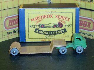 Matchbox Moko Lesney Bedford Low Loader 27 a2 MW braces SC3 NM & crafted box 4